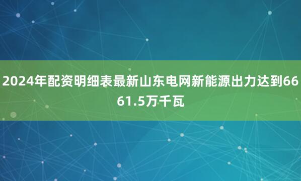 2024年配资明细表最新山东电网新能源出力达到6661.5万千瓦